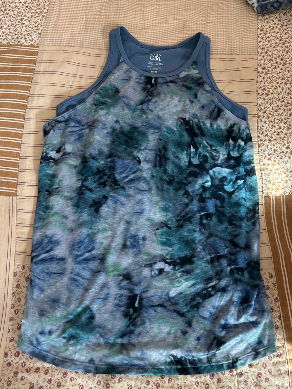 Athleta Girl perfect pair blue and green tank tie-dye size XXL/16